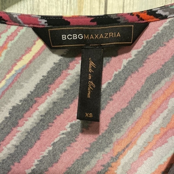 BCBG Max Y2K Bright Multi Color V neck Blouse | Size XS - Picture 2 of 9